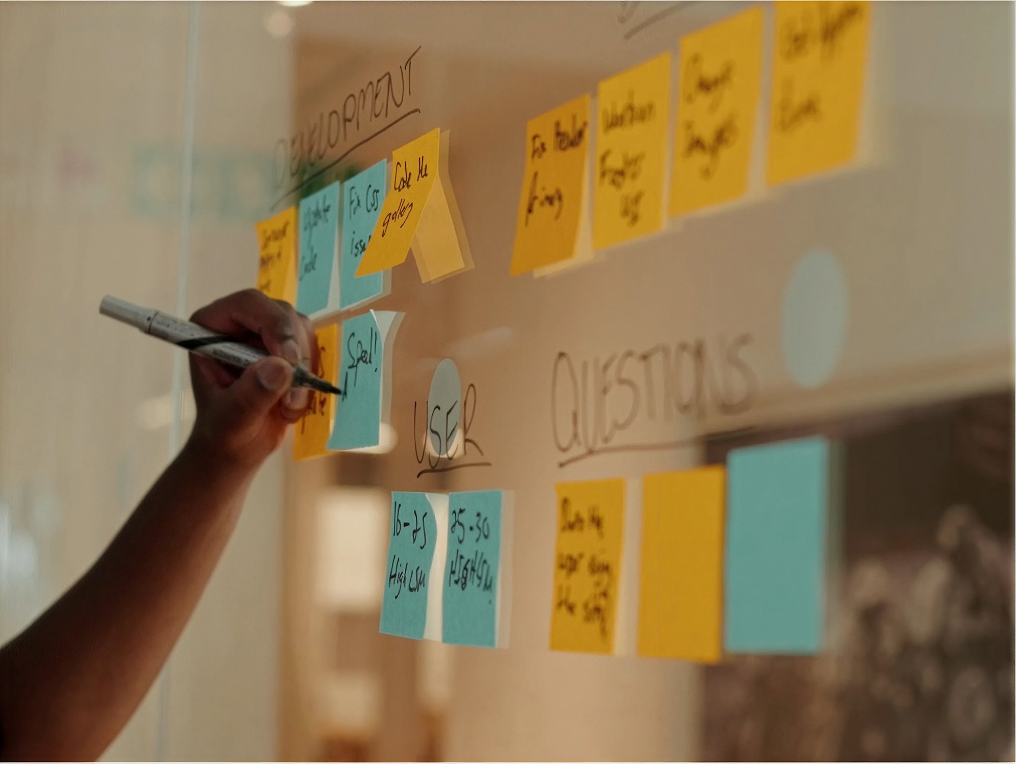 Mapping the build in sticky notes on the glass